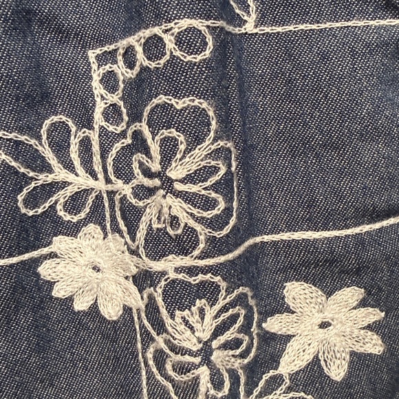 POL Boho blue with white floral embroidery jogger pants size small NEW - Picture 4 of 7